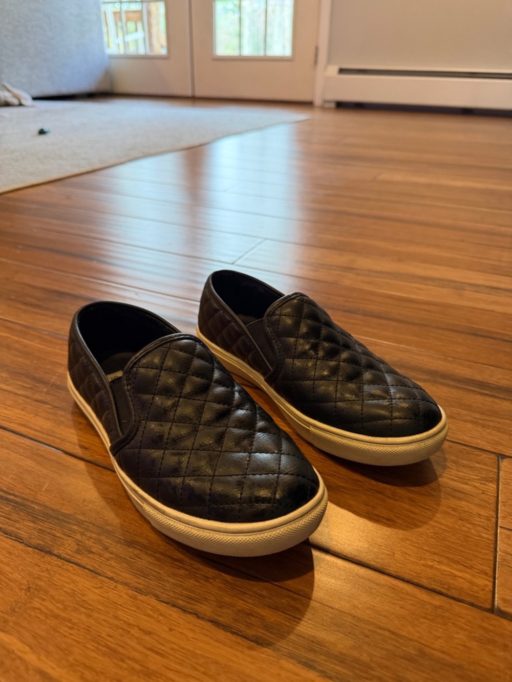 Steve Madden Quilted Black Slip-On Loafers